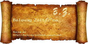Belovay Zoltána névjegykártya